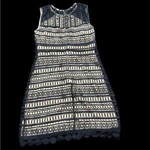 Francesca's Collections Black and Cream Lace Midi Dress